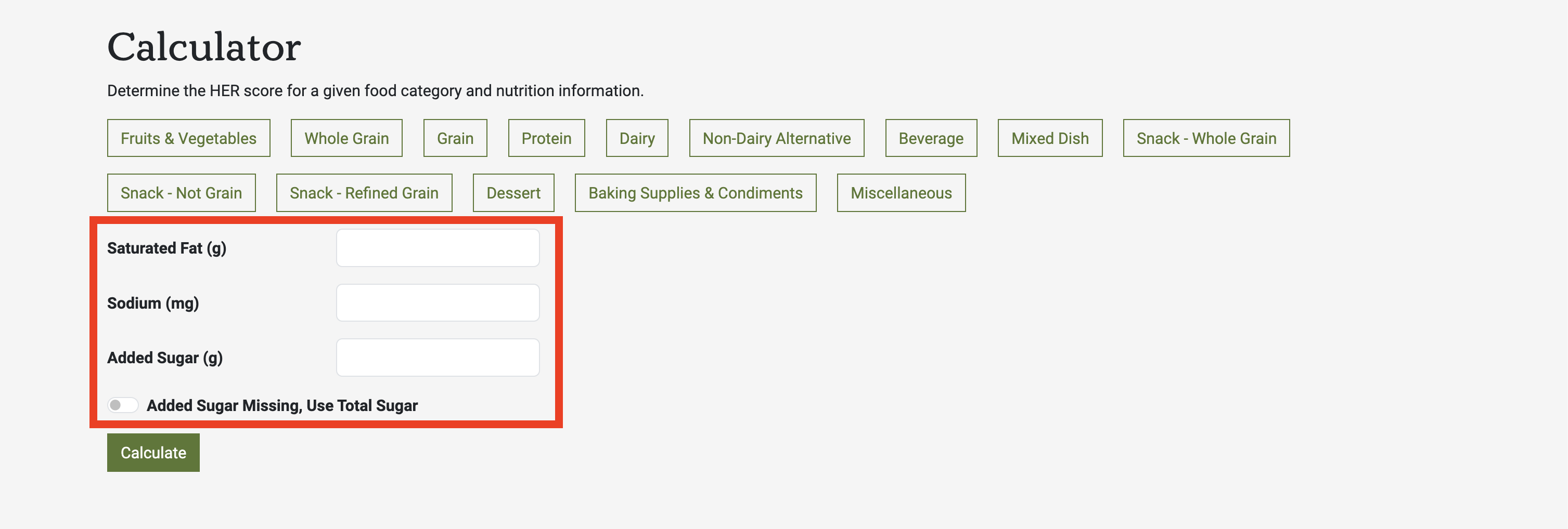 Step 3: Enter nutrition information